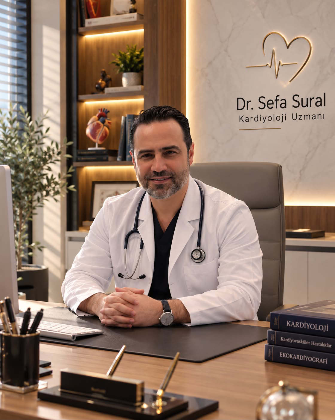 Dr. Sefa Sural, muayenehanesinde